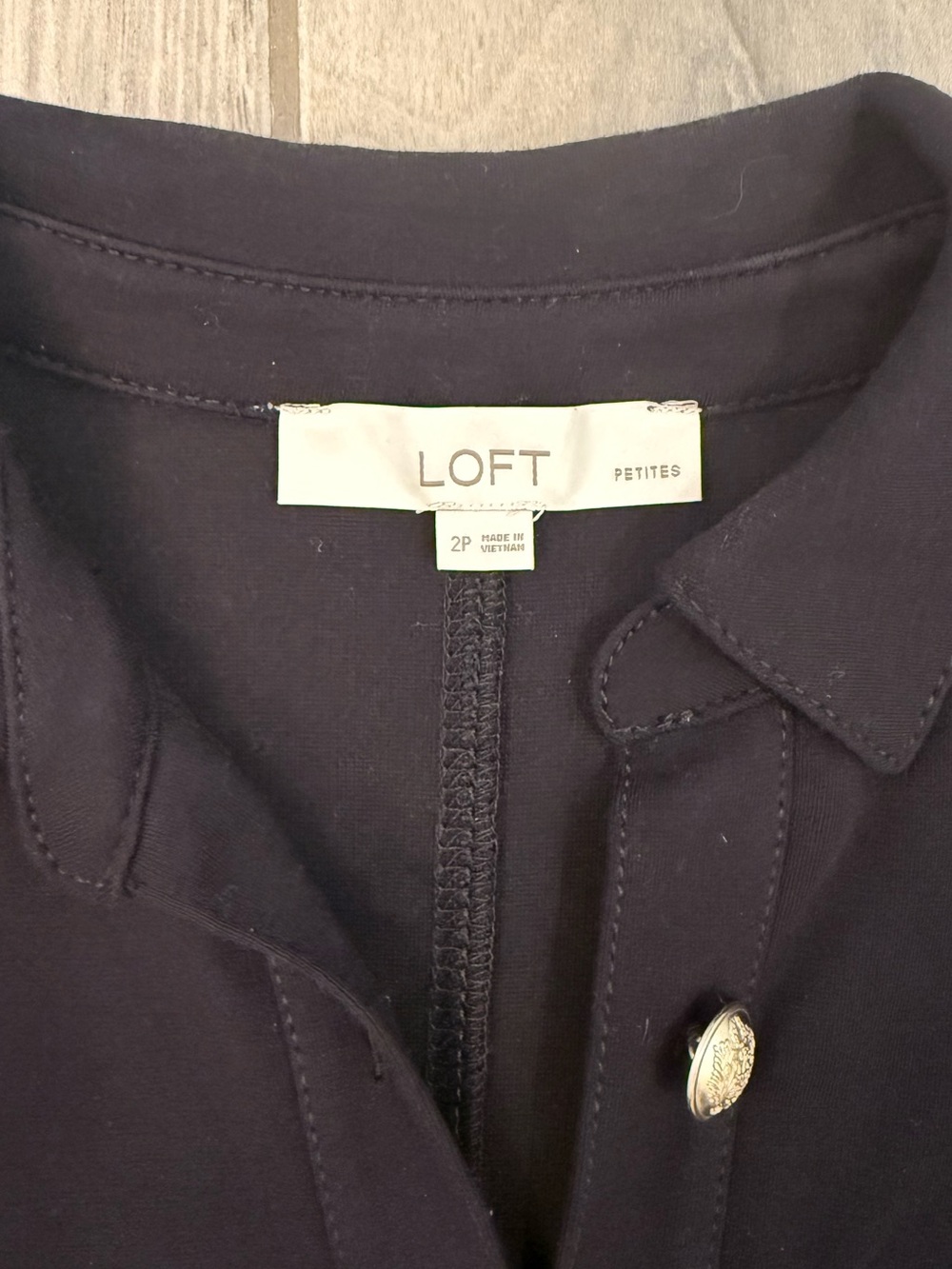 Black Short-Sleeve Shirt Dress with Gold Buttons - Picture 5 of 10